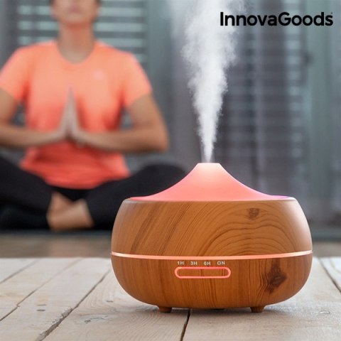 Nawilżacz z dyfuzorem zapachów z wielokolorowymi światełkami LED Wooden-Effect InnovaGoods Nawilżacz z dyfuzorem zapachów z wielokolorowymi światełkami LED Wooden-Effect InnovaGoods