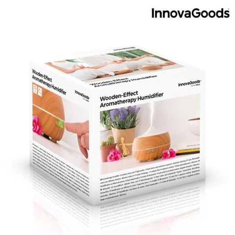 Nawilżacz z dyfuzorem zapachów z wielokolorowymi światełkami LED Wooden-Effect InnovaGoods Nawilżacz z dyfuzorem zapachów z wielokolorowymi światełkami LED Wooden-Effect InnovaGoods