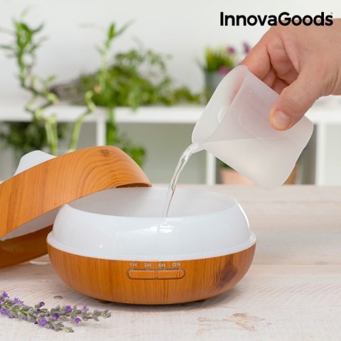 Nawilżacz z dyfuzorem zapachów z wielokolorowymi światełkami LED Wooden-Effect InnovaGoods Nawilżacz z dyfuzorem zapachów z wielokolorowymi światełkami LED Wooden-Effect InnovaGoods