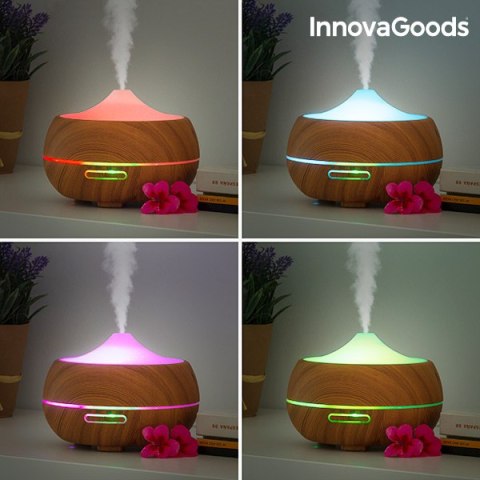 Nawilżacz z dyfuzorem zapachów z wielokolorowymi światełkami LED Wooden-Effect InnovaGoods Nawilżacz z dyfuzorem zapachów z wielokolorowymi światełkami LED Wooden-Effect InnovaGoods