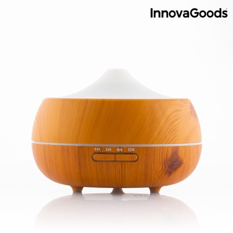 Nawilżacz z dyfuzorem zapachów z wielokolorowymi światełkami LED Wooden-Effect InnovaGoods Nawilżacz z dyfuzorem zapachów z wielokolorowymi światełkami LED Wooden-Effect InnovaGoods