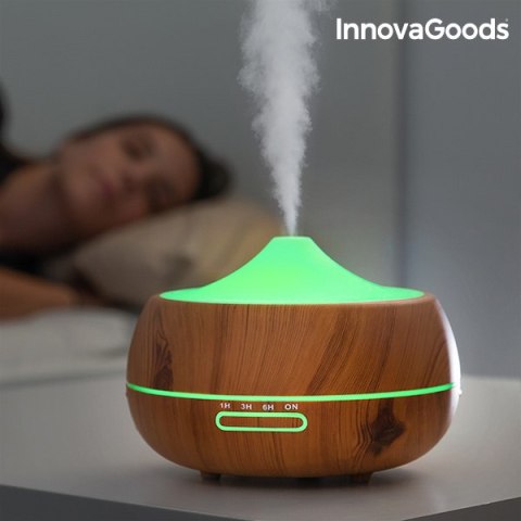 Nawilżacz z dyfuzorem zapachów z wielokolorowymi światełkami LED Wooden-Effect InnovaGoods Nawilżacz z dyfuzorem zapachów z wielokolorowymi światełkami LED Wooden-Effect InnovaGoods