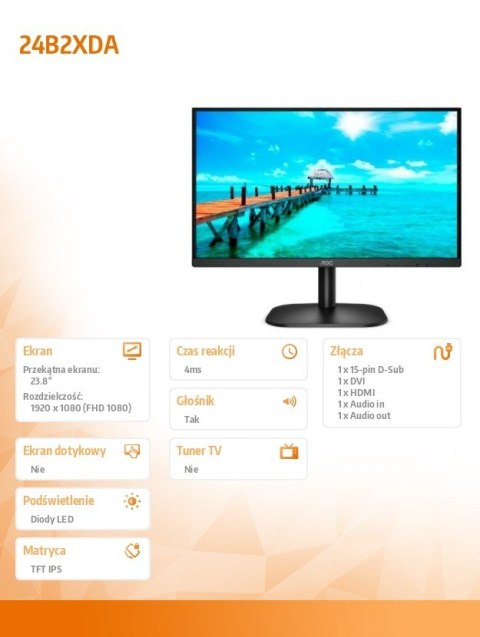 Monitor 24B2XDA 23.8 cali IPS DVI HDMI Głośniki Monitor 24B2XDA 23.8 cali IPS DVI HDMI Głośniki