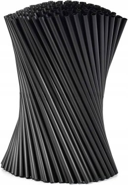 Słomki Plastikowe Proste Czarne Grube Shake 240 mm, fi8, 500 sztuk