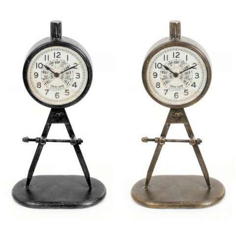 Stolné hodiny DKD Home Decor 17 x 8 x 31 cm Czarny Złoty Żelazo PVC Loft (2 Sztuk)