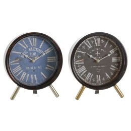 Stolné hodiny DKD Home Decor Niebieski Czarny Wielokolorowy Metal Szkło Vintage 20,5 x 5 x 24 cm (2 Sztuk)