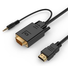 Konwerter HDMI do VGA mini Jack 1.8 m czarny