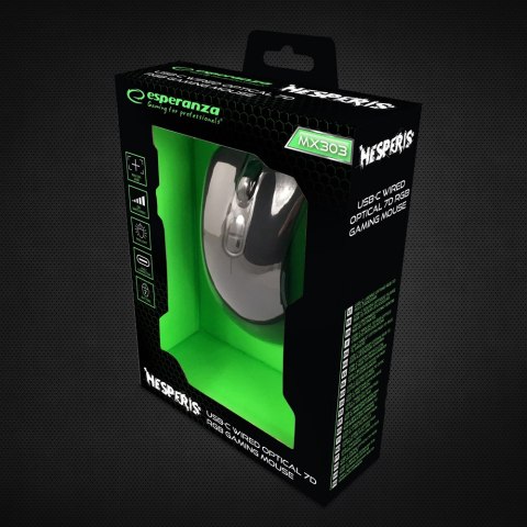 ESPERANZA MYSZ PRZEWOD. 7D DLA GRACZY HESPERIS USB-C EGM303 ESPERANZA MYSZ PRZEWOD. 7D DLA GRACZY HESPERIS USB-C EGM303
