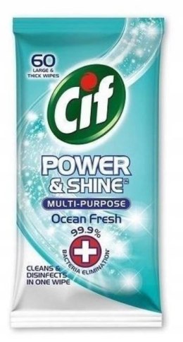 Cif Power & Shine Ocean Fresh Chusteczki Nawilżone 60 szt.