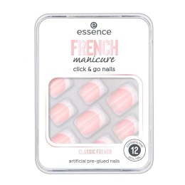 Sztuczne paznokcie Essence Click & Go Nails 01-classic french Francuski manicure 12 Sztuk