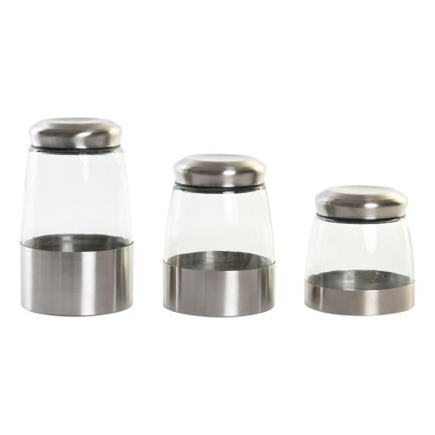 3 pojemniki masy DKD Home Decor Szkło Srebrzysty Przezroczysty Stal nierdzewna 3 pojemniki masy DKD Home Decor Szkło Srebrzysty Przezroczysty Stal nierdzewna