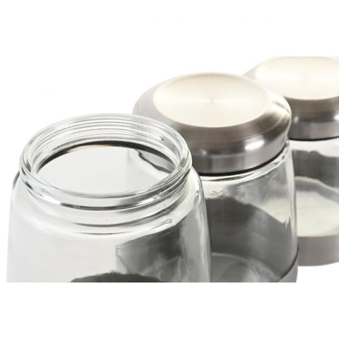 3 pojemniki masy DKD Home Decor Szkło Srebrzysty Przezroczysty Stal nierdzewna 3 pojemniki masy DKD Home Decor Szkło Srebrzysty Przezroczysty Stal nierdzewna