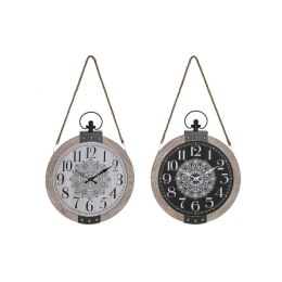 Stolné hodiny DKD Home Decor 40 x 6,5 x 46 cm Czarny Biały Żelazo Mandala Drewno MDF (2 Sztuk)