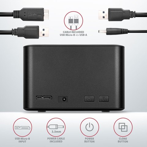 ADSA-D25 MINI stacja dokująca USB 3.2 Gen 1 - 2x SATA 6G 2.5" SSD/HDD CLONE ADSA-D25 MINI stacja dokująca USB 3.2 Gen 1 - 2x SATA 6G 2.5" SSD/HDD CLONE