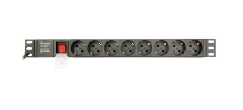 GEMBIRD LISTWA ZASILAJĄCA RACK 19" PDU EG-PDU-014-C14 1U, 10A, 8X SCHUKO, WTYK C14, KABEL 3M GEMBIRD LISTWA ZASILAJĄCA RACK 19" PDU EG-PDU-014-C14 1U, 10A, 8X SCHUKO, WTYK C14, KABEL 3M
