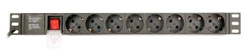 GEMBIRD LISTWA ZASILAJĄCA RACK 19" PDU EG-PDU-014-C14 1U, 10A, 8X SCHUKO, WTYK C14, KABEL 3M GEMBIRD LISTWA ZASILAJĄCA RACK 19" PDU EG-PDU-014-C14 1U, 10A, 8X SCHUKO, WTYK C14, KABEL 3M