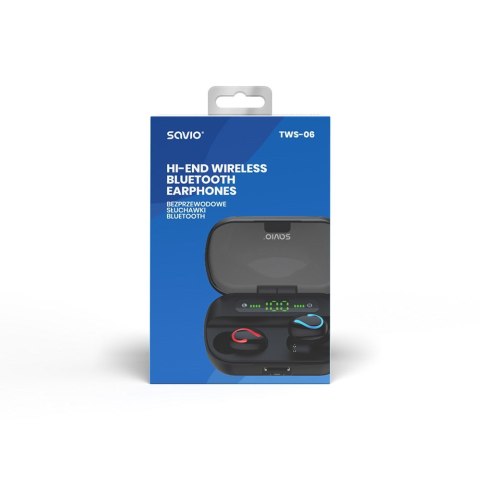 SAVIO BEZPRZEWODOWE SŁUCHAWKI BLUETOOTH 5.0 + EDR TWS-06 SAVIO BEZPRZEWODOWE SŁUCHAWKI BLUETOOTH 5.0 + EDR TWS-06