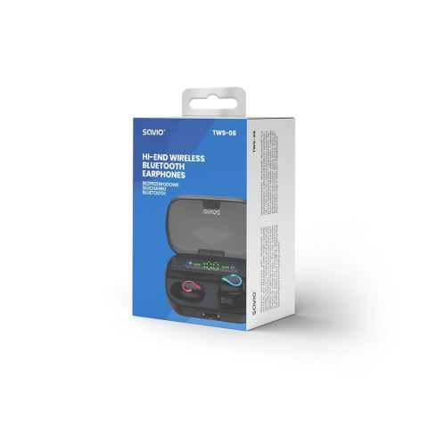 SAVIO BEZPRZEWODOWE SŁUCHAWKI BLUETOOTH 5.0 + EDR TWS-06 SAVIO BEZPRZEWODOWE SŁUCHAWKI BLUETOOTH 5.0 + EDR TWS-06