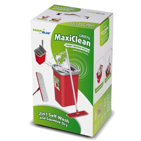 GREENBLUE MOP PŁASKI Z WIADREM I WYCISKACZEM MAXICLEAN + DWA WKŁADY MICROFIBRA HQ, POJEMNOŚĆ 8L GB870 GREENBLUE MOP PŁASKI Z WIADREM I WYCISKACZEM MAXICLEAN + DWA WKŁADY MICROFIBRA HQ, POJEMNOŚĆ 8L GB870