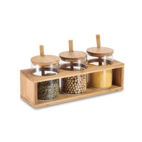 3 pojemniki masy DKD Home Decor 31 x 11 x 10,5 cm Naturalny Bambus Szkło borokrzemowe 3 pojemniki masy DKD Home Decor 31 x 11 x 10,5 cm Naturalny Bambus Szkło borokrzemowe