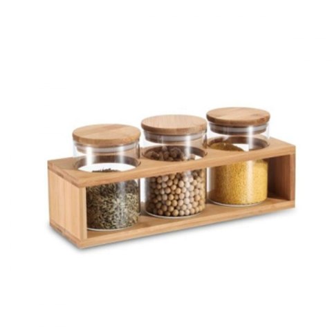 3 pojemniki masy DKD Home Decor 31 x 11 x 11,5 cm Naturalny Bambus Szkło borokrzemowe 3 pojemniki masy DKD Home Decor 31 x 11 x 11,5 cm Naturalny Bambus Szkło borokrzemowe