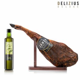 Zestaw szynki iberyjskiej Bellota, oliwy z oliwek i stojaka na szynkę Delizius Deluxe