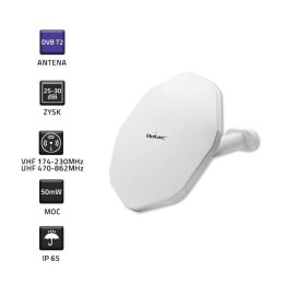 Antena zewnętrzna DVB-T2 | VHF/UHF | Biała