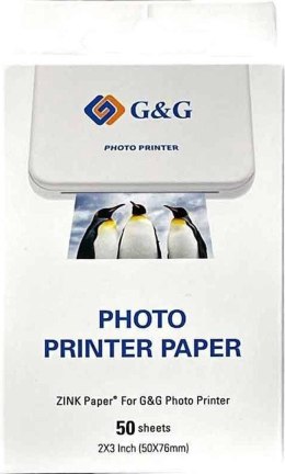 ZINK Papier fotograficzny GG-ZP023-50 do drukarek Canon, G&G, Huawei, HP, Polaroid, Xiaomi (50 mm x 76 mm; 50 szt)