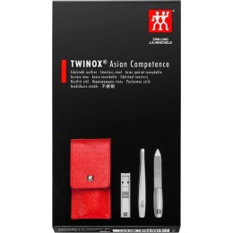 Zestaw do manicure ZWILLING 97119-002-0 Twinox - czerwone, skórzane etui, 3 elementy