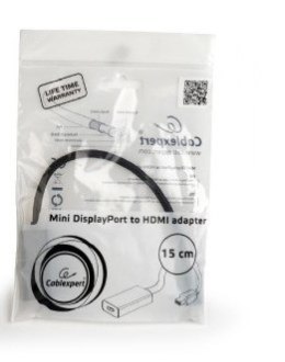 Adapter GEMBIRD A-MDPM-HDMIF-02 (Mini DisplayPort M - HDMI F; 0,15m; kolor czarny)
