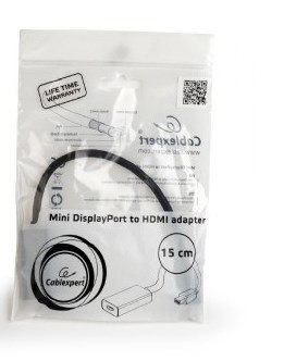 Adapter GEMBIRD A-MDPM-HDMIF-02 (Mini DisplayPort M - HDMI F; 0,15m; kolor czarny) Adapter GEMBIRD A-MDPM-HDMIF-02 (Mini DisplayPort M - HDMI F; 0,15m; kolor czarny)