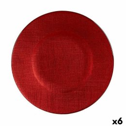 Płaski Talerz Czerwony Szkło 21 x 2 x 21 cm (6 Sztuk)