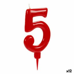 Świeca Urodziny Cyfry 5 Czerwony (12 Sztuk)