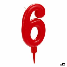 Świeca Urodziny Cyfry 6 Czerwony (12 Sztuk)