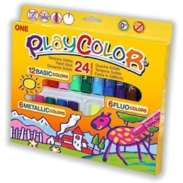 Zestaw do malowania Playcolor Basic Metallic Fluor Wielokolorowy 24 Części