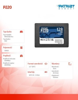 Dysk SSD 128GB P220 550/480 MB/s SATA III 2.5