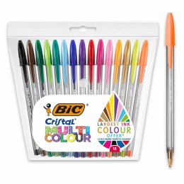 Zestaw długopisów Bic Cristal Multicolor 15 Części Wielokolorowy 0,42 mm (15 Części)