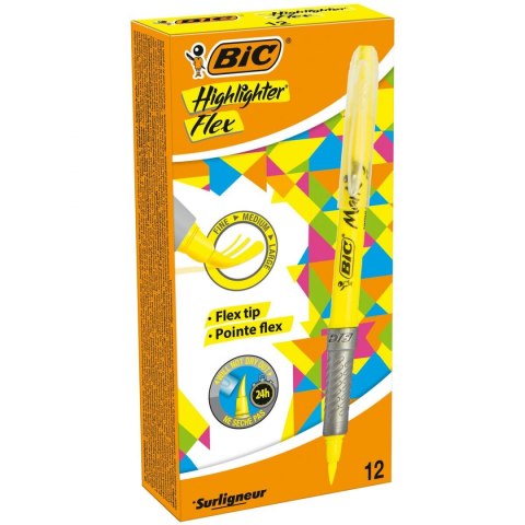 Marker fluorescencyjny Bic Highlighter Flex Żółty 12 Części Marker fluorescencyjny Bic Highlighter Flex Żółty 12 Części