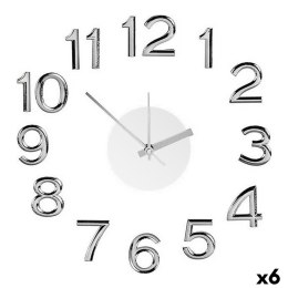 Zegar Ścienny Naklejka Biały Srebrzysty ABS EVA Ø 35 cm (6 Sztuk)