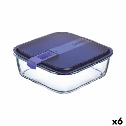 Hermetyczne pudełko na lunch Luminarc Easy Box Niebieski 2,5 L Szkło (6 Sztuk)