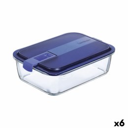 Hermetyczne pudełko na lunch Luminarc Easy Box Niebieski Szkło (6 Sztuk) (1,97 l)
