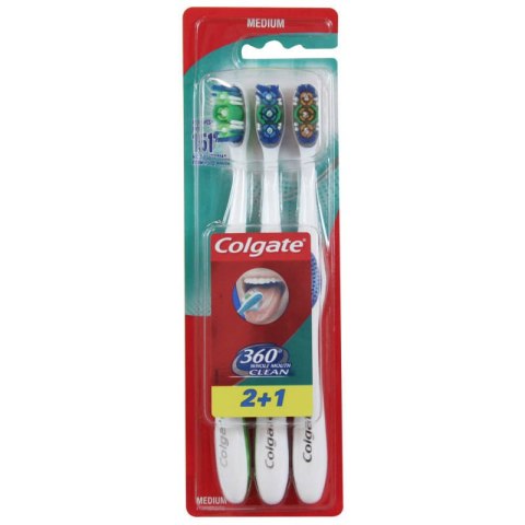 Colgate 360° Whole Mouth Clean Szczoteczka do Zębów Średnia 3 szt. DE Colgate 360° Whole Mouth Clean Szczoteczka do Zębów Średnia 3 szt. DE