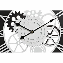 Zegar Ścienny DKD Home Decor Drewno Czarny Biały Żelazo Koła zębate (60 x 4 x 60 cm)