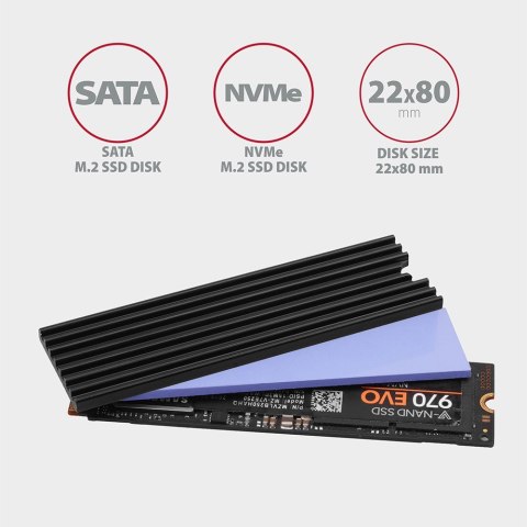 CLR-M2L3 Chłodnica aluminiowa pasywna do dysku M.2 SSD, ALU korpus, silikonowe podkładki termiczne, wysokość 3mm CLR-M2L3 Chłodnica aluminiowa pasywna do dysku M.2 SSD, ALU korpus, silikonowe podkładki termiczne, wysokość 3mm