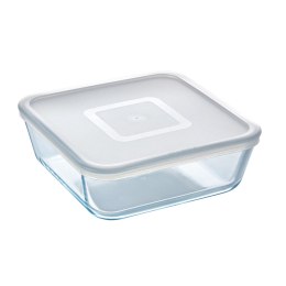 Kwadratowe pudełko na lunch z pokrywką Pyrex Cook & Freeze 2 L 19 x 19 cm Przezroczysty Silikon Szkło (4 Sztuk)