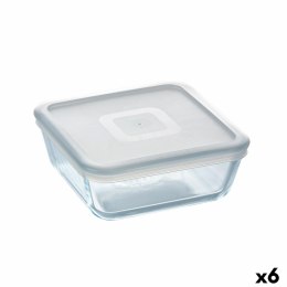 Kwadratowe pudełko na lunch z pokrywką Pyrex Cook&freeze 850 ml 14 x 14 cm Przezroczysty Szkło Silikon (6 Sztuk)