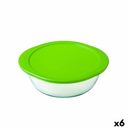 Okrągłe pudełko na lunch z pokrywką Pyrex Cook & Store 27 x 24 x 8 cm Kolor Zielony 2,3 L Silikon Szkło (6 Sztuk)