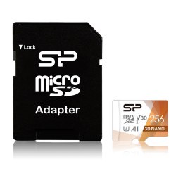 Karta pamięci Silicon Power microSDXC Superior Pro 256GB V30 UHS-1 U3 A1 + ADAPTER microSD-SD (SP256GBSTXDU3V20AB)