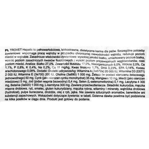 TROVET Hepatic HLD z kurczakiem - sucha karma dla psa - 3 kg TROVET Hepatic HLD z kurczakiem - sucha karma dla psa - 3 kg