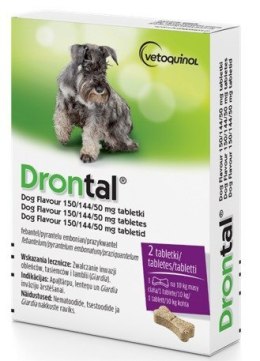 DRONTAL DOG FLAVOUR 150/144/50 mg - preparat przeciwpasożytniczy dla psów - 2 tabletki